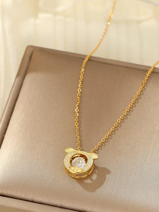 NS1091 [Pig Gold] 925 Sterling Silver Cubic Zirconia Zodiac Trend Necklace
